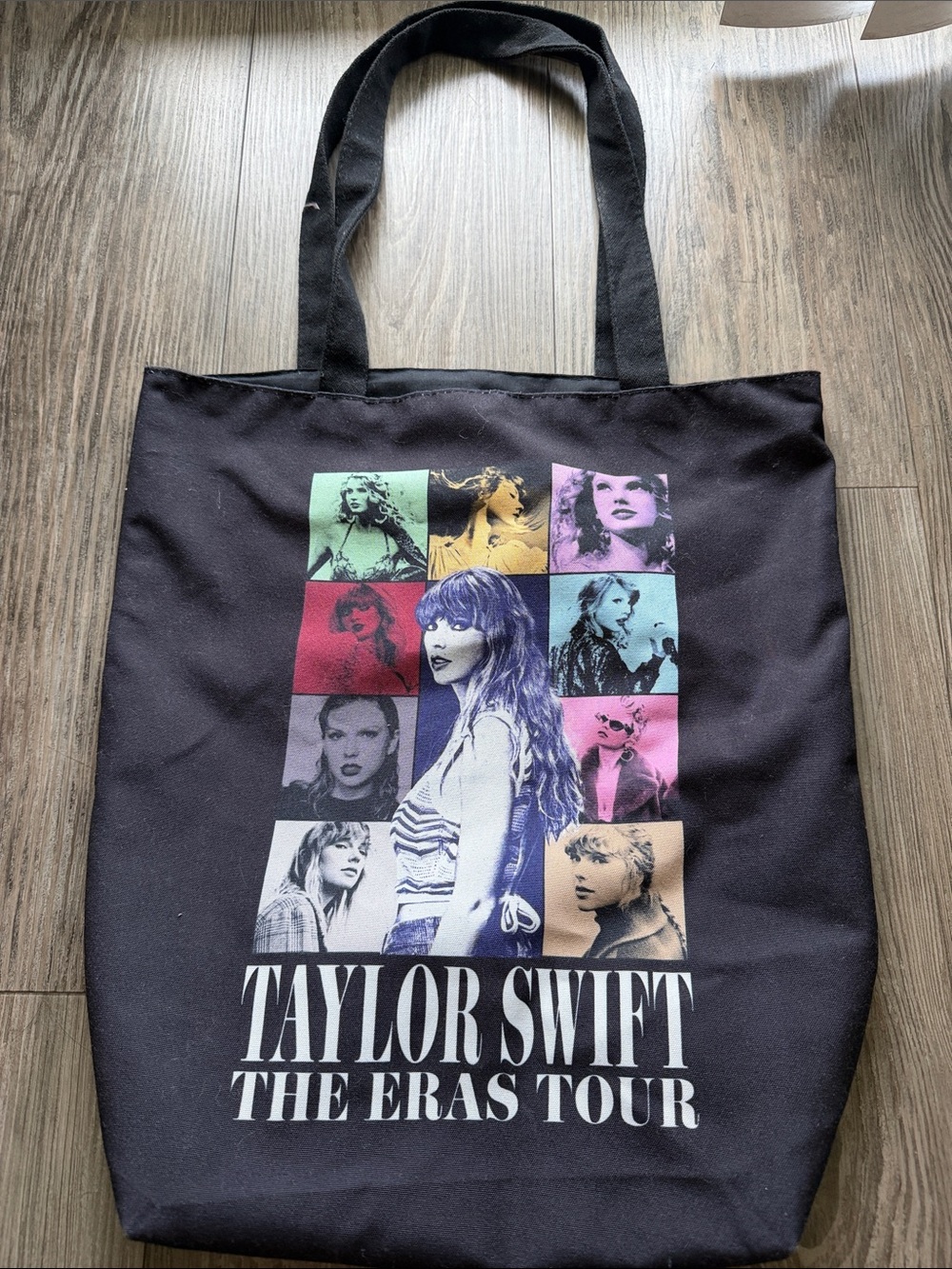 Taylor Swift Black Tote with Multicolor Photo Grid